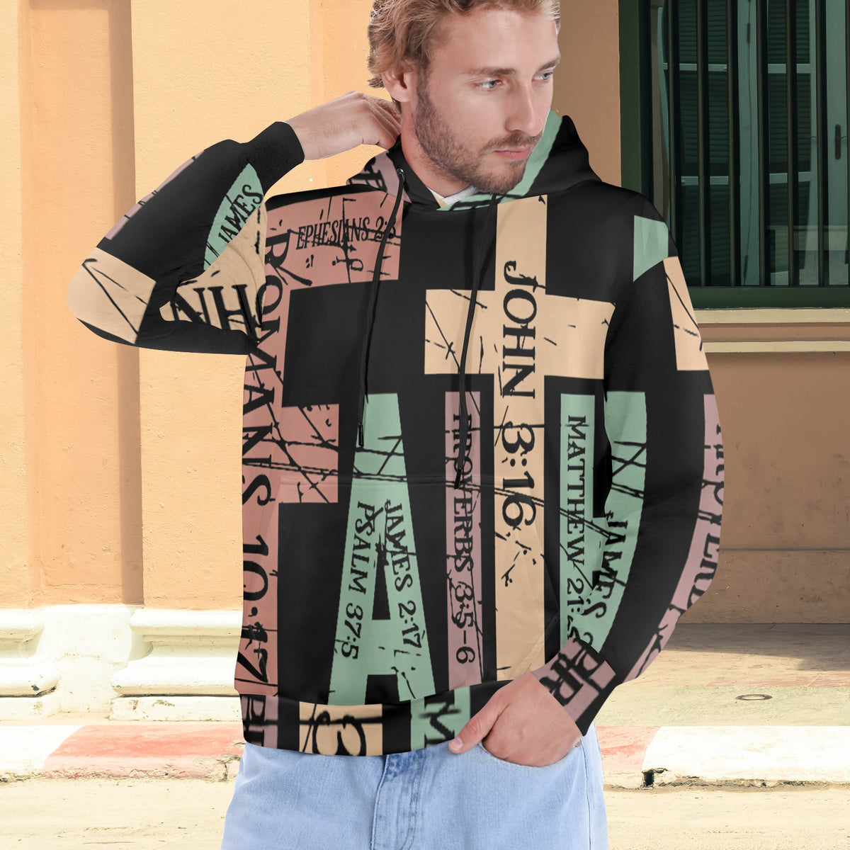 Men's Premium Christian Hoodie – Stylish All-Over Print Graphic Fit