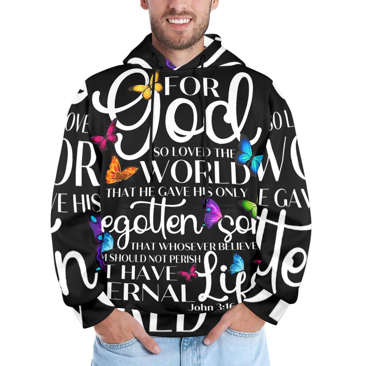 Men's Premium Christian Hoodie – Stylish All-Over Print Graphic Fit