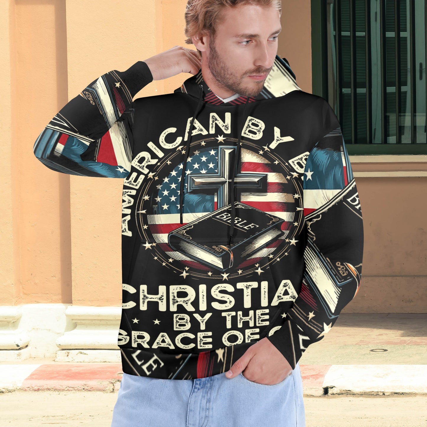 Men's Premium Christian Hoodie – Stylish All-Over Print Graphic Fit