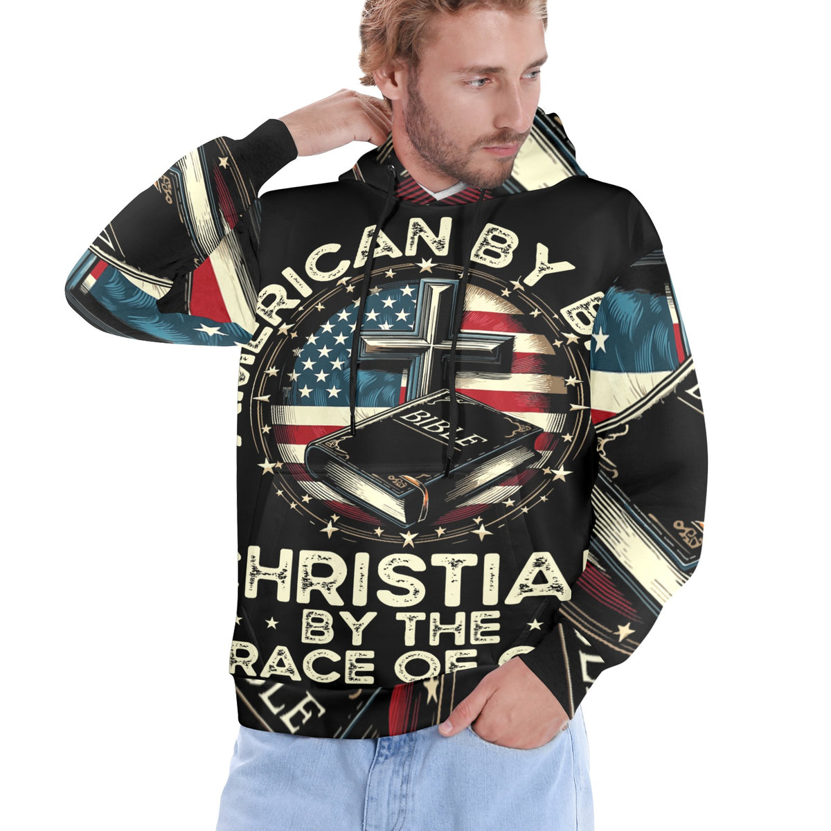 Men's Premium Christian Hoodie – Stylish All-Over Print Graphic Fit