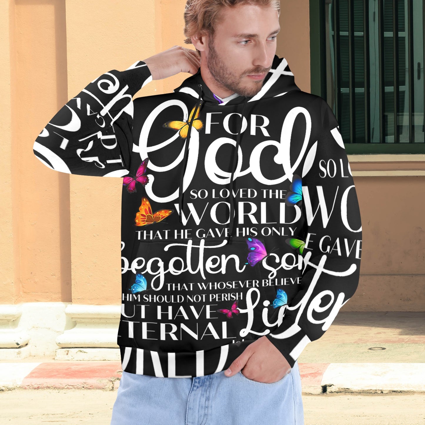Men's Premium Christian Hoodie – Stylish All-Over Print Graphic Fit