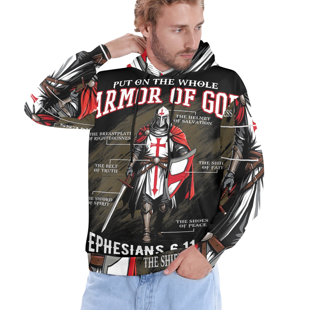Men's Premium Christian Hoodie – Stylish All-Over Print Graphic Fit